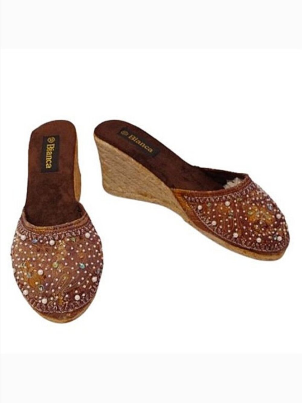 Bianca Bollywood Style Embellished Wedge/Espadrilles- Sz. 10
